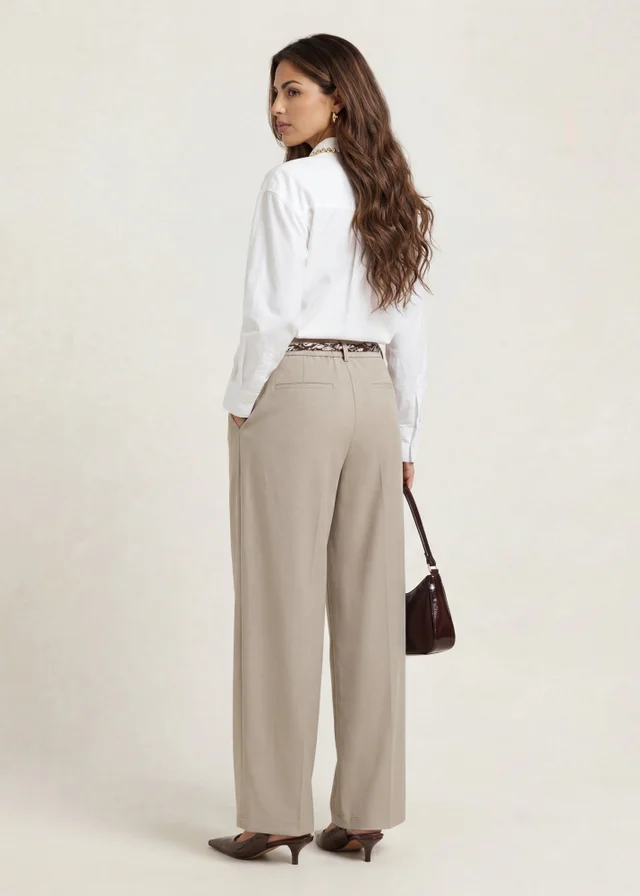 Urban Bliss Grey Belted Barrel Leg Trouser