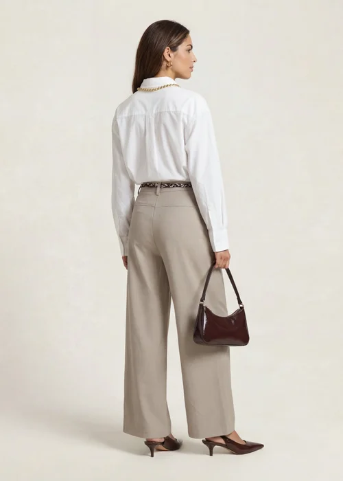 Urban Bliss Belted Barrel Leg Trouser Grey - 16 Image 3