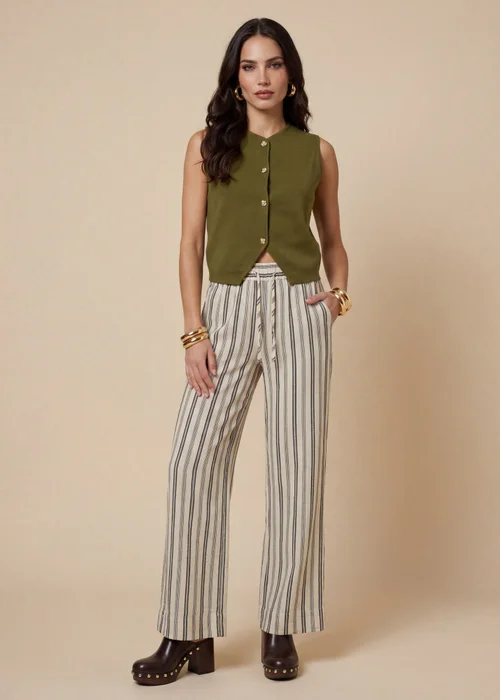 Urban Bliss Stripe Trousers Cream - 18 Image 1