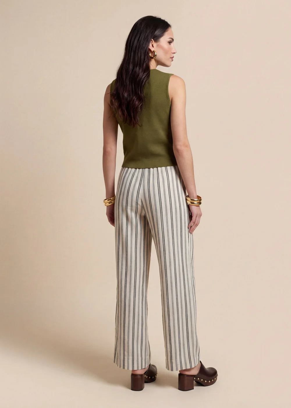 Urban Bliss Stripe Trousers Cream - 18 Image 3