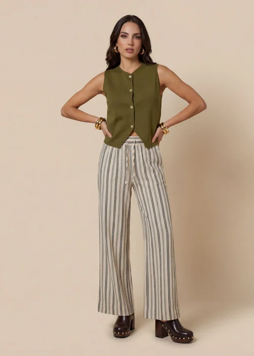 Urban Bliss Stripe Trousers Cream - 18 Image 2