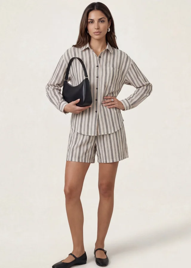 Urban Bliss Cream Stripe Bermuda Short