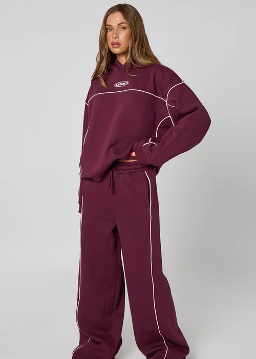 Urban Bliss Piped Hoodie Burgundy - 10 Image 3