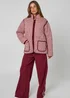 Urban Bliss Gingham Quilted Coat Burgundy - 8 Image 3