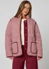 Urban Bliss Gingham Quilted Coat Burgundy - 8 Image 2