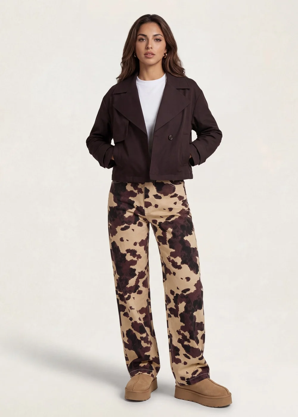 Urban Bliss Chocolate Cropped Trench - 16 Image 1