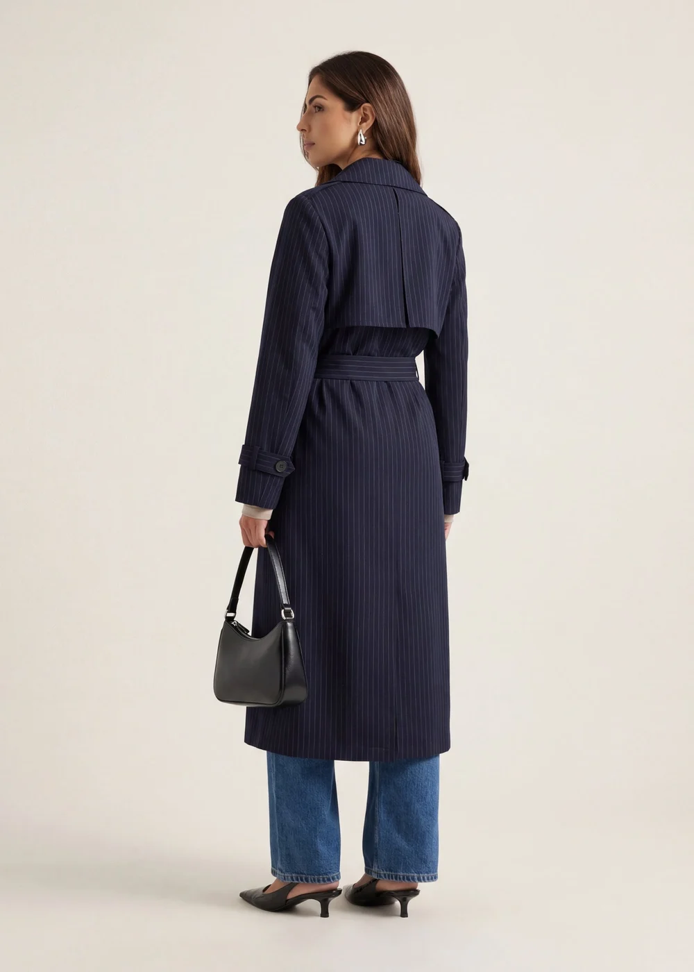 Urban Bliss Stripe Trench Coat Navy - 14 Image 4