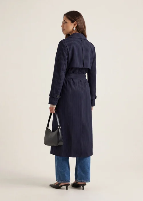 Urban Bliss Stripe Trench Coat Navy - 14 Image 4