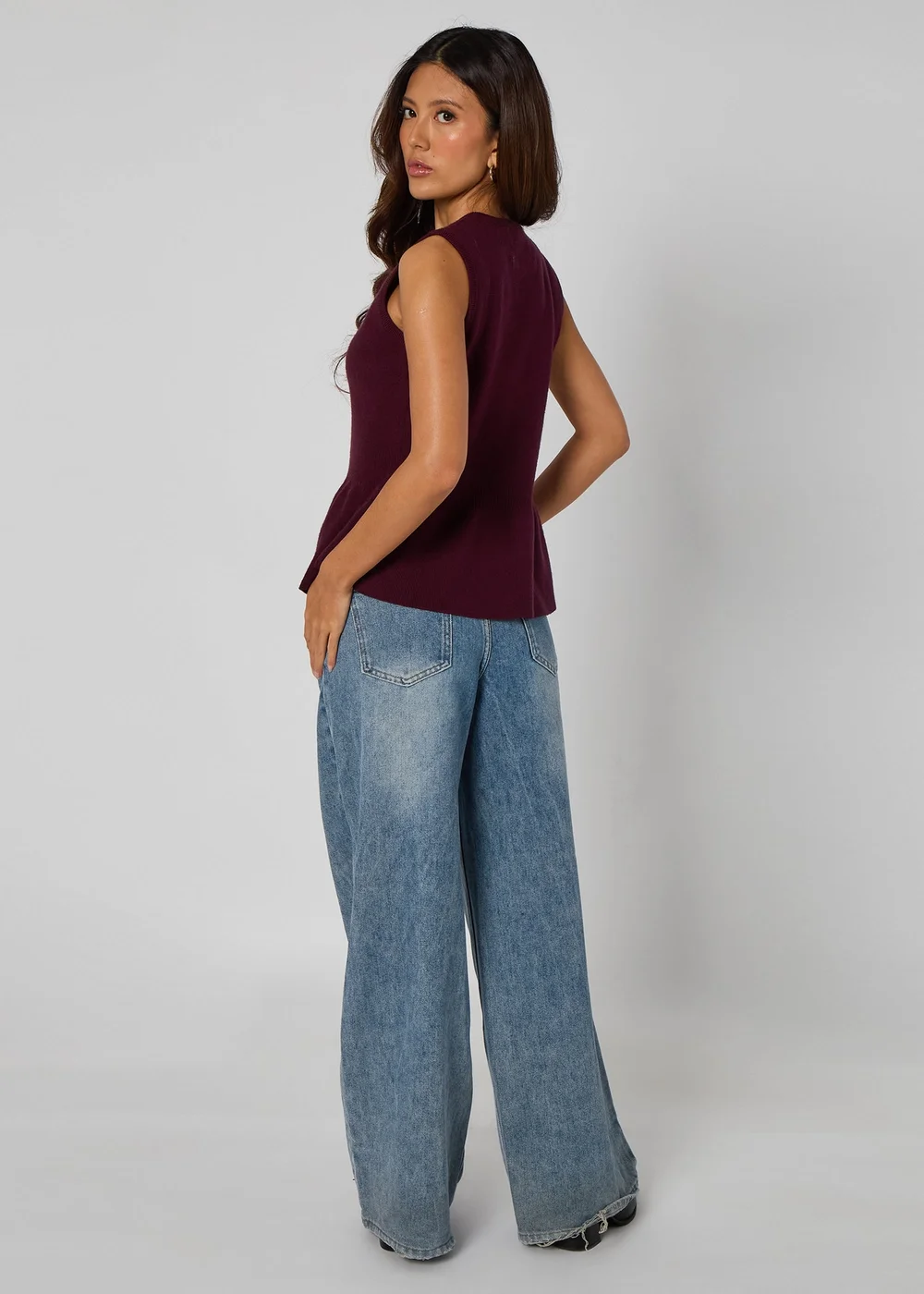 Urban Bliss Plum Peplum Button Front Vest - M Image 4