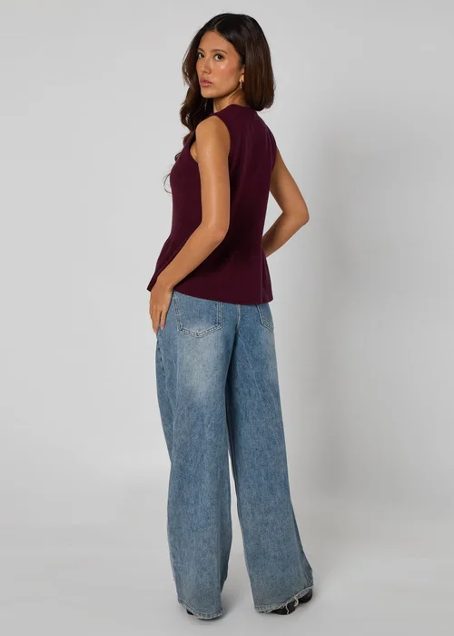 Urban Bliss Plum Peplum Button Front Vest - M Image 4
