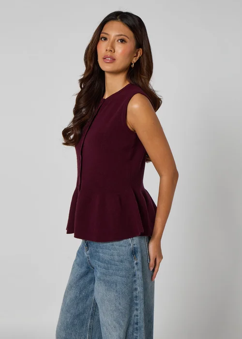 Urban Bliss Plum Peplum Button Front Vest - M Image 3