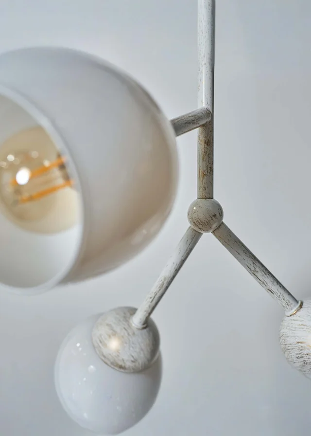 ValueLights Kenton Aged Metal Effect 3 Way Ceiling Light With White Glass Shades