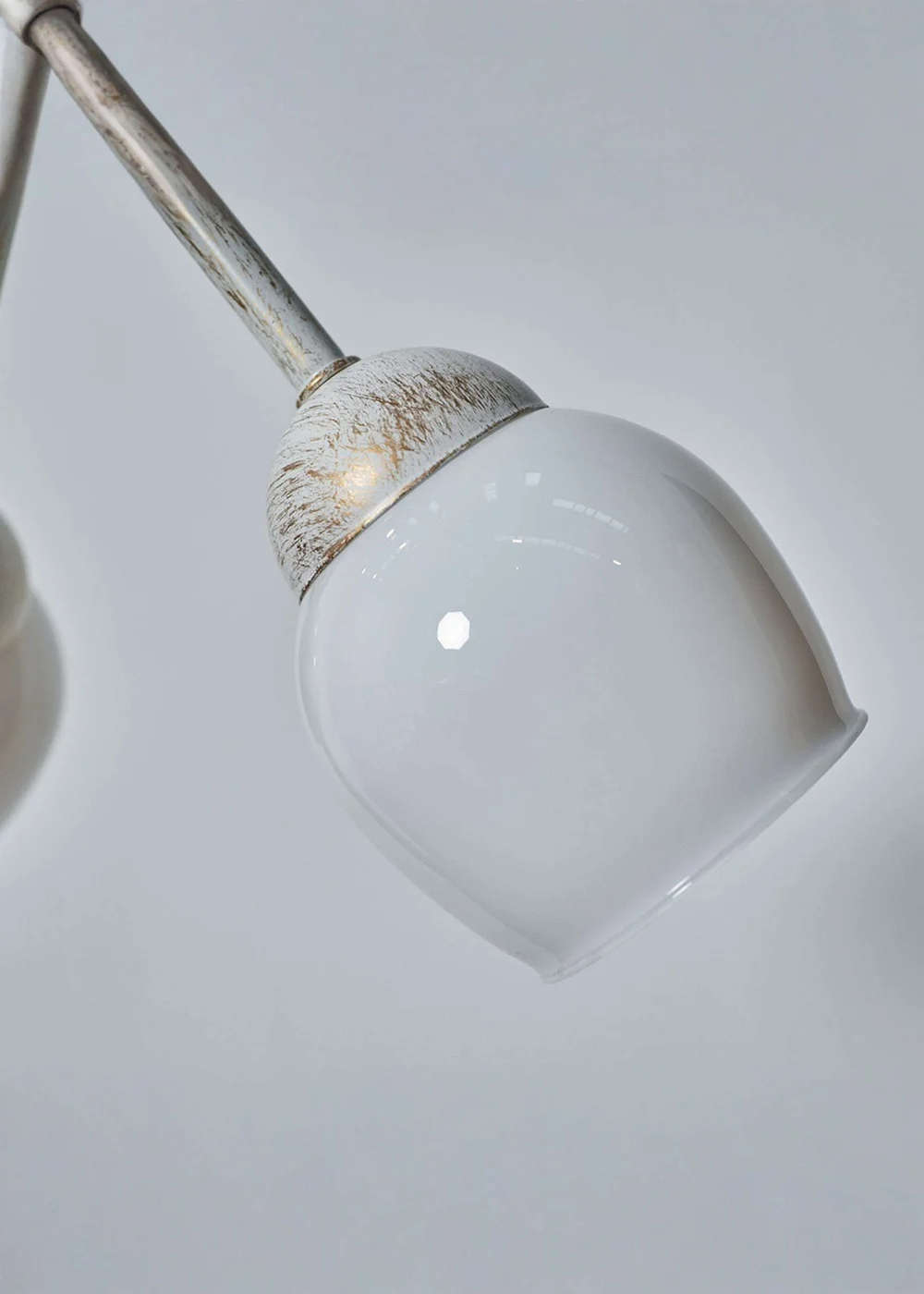 ValueLights Kenton Aged Metal Effect 3 Way Ceiling Light With White Glass Shades - One Size Image 3