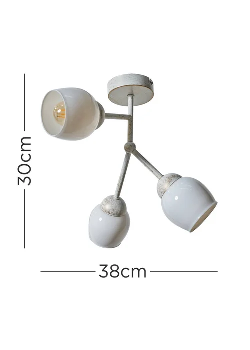 ValueLights Kenton Aged Metal Effect 3 Way Ceiling Light With White Glass Shades - One Size Image 5