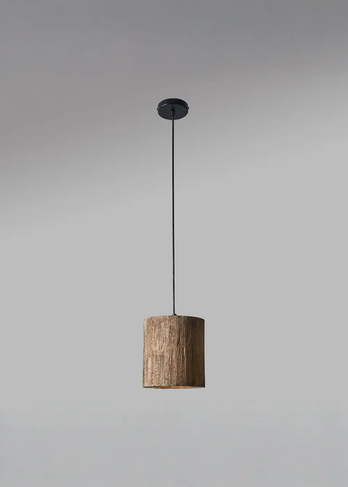 ValueLights Penn Natural Rustic Wood Cylinder Ceiling Light - One Size Image 1