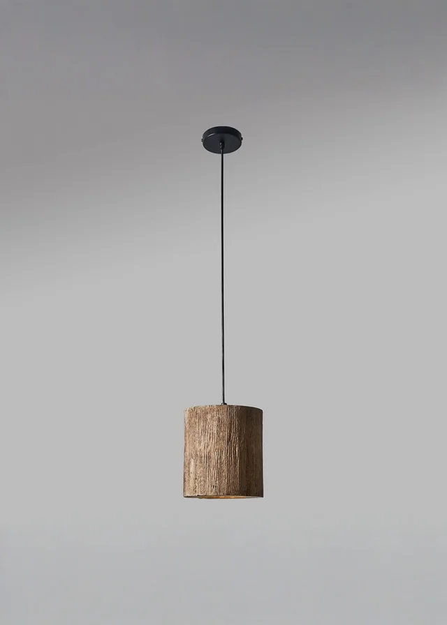 ValueLights Penn Natural Rustic Wood Cylinder Ceiling Light