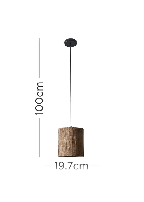 ValueLights Penn Natural Rustic Wood Cylinder Ceiling Light - One Size Image 5