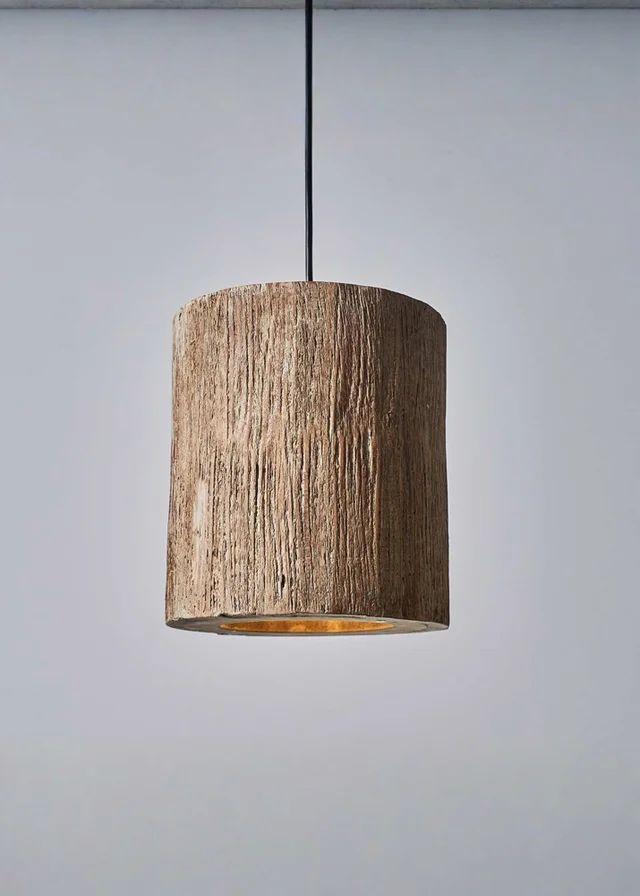 ValueLights Penn Natural Rustic Wood Cylinder Ceiling Light