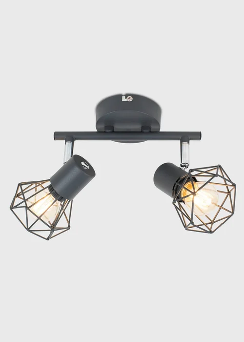ValueLights Angus 2 Way Pewter Grey Geometric Spotlight - One Size Image 1