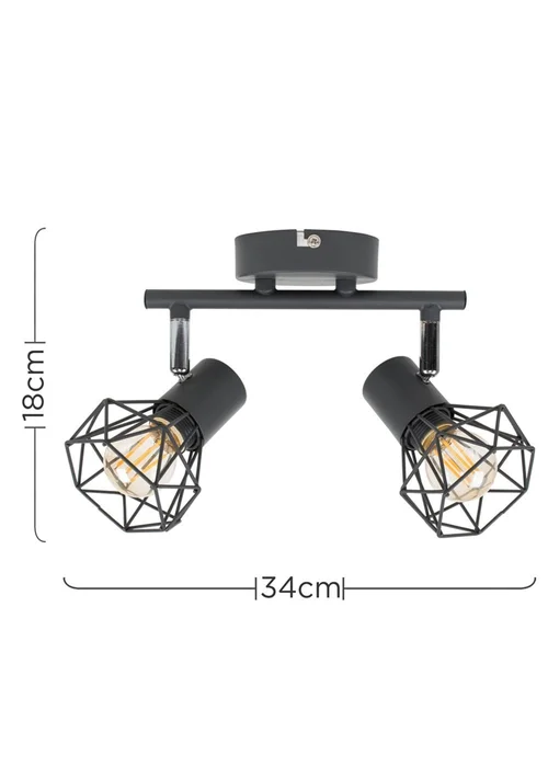 ValueLights Angus 2 Way Pewter Grey Geometric Spotlight - One Size Image 4