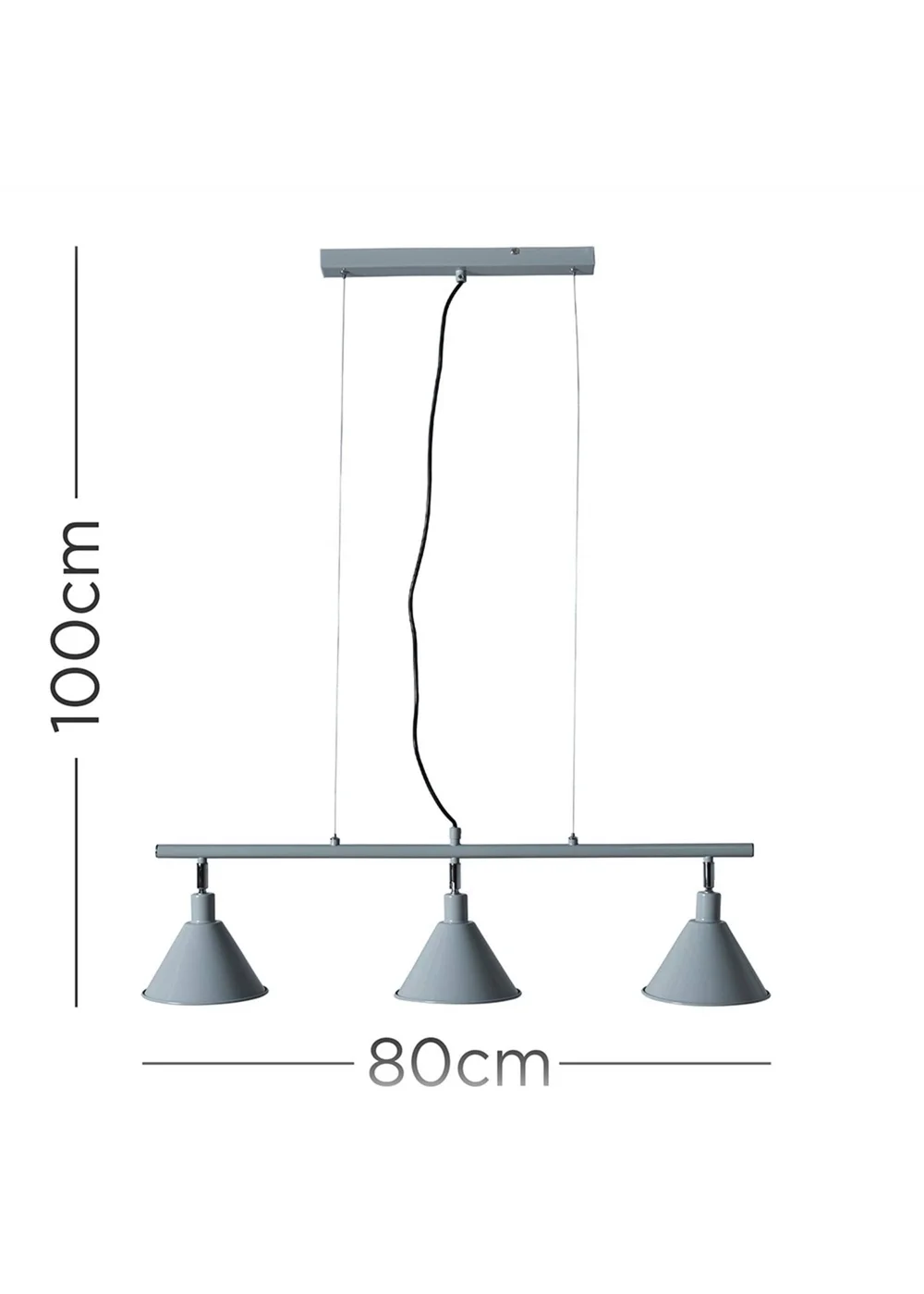 ValueLights Brisner Grey and Silver 3 Way Over Table Ceiling Pedant Light - One Size Image 5
