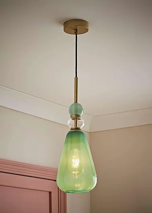 ValueLights Anastasia Green Stacked Glass Ceiling Light - One Size Image 1