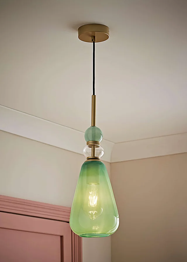 ValueLights Anastasia Green Stacked Glass Ceiling Light