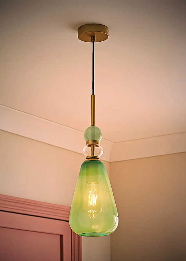 ValueLights Anastasia Green Stacked Glass Ceiling Light