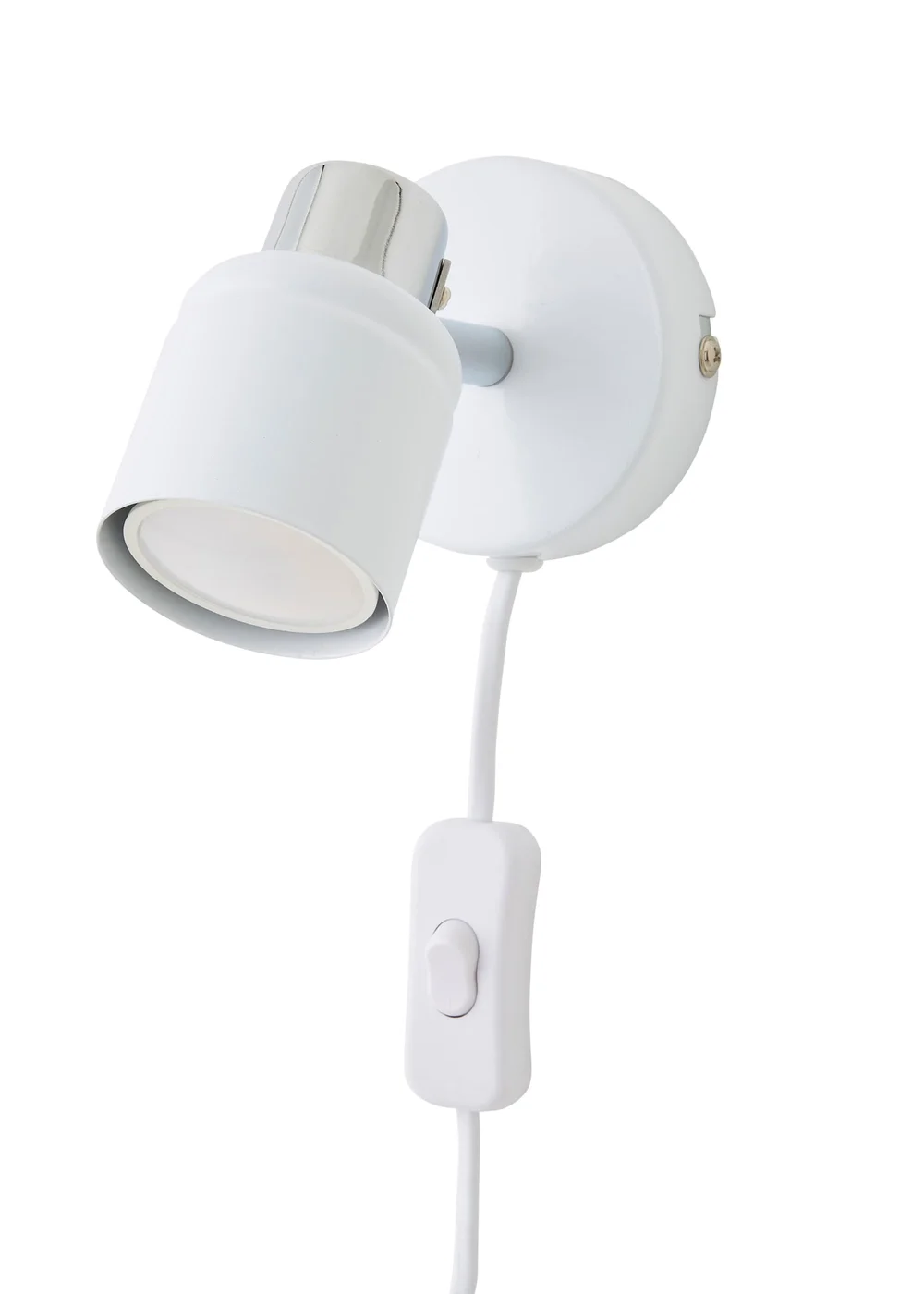 ValueLights Benton White Chrome Single Spotlight With Plug - One Size Image 5