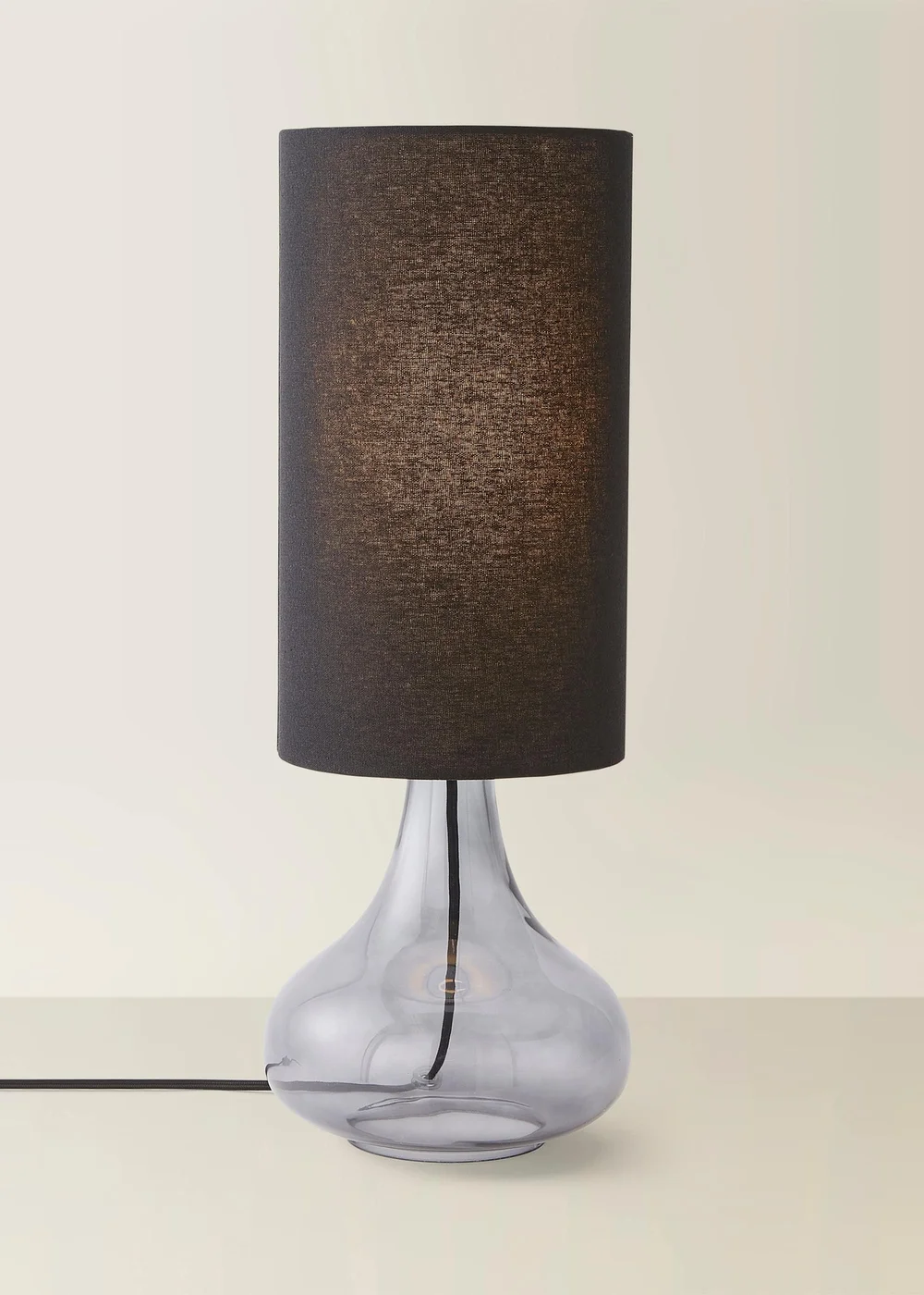 ValueLights Sylvie Smoke Squat Base Tall Shade Glass Table Lamp - One Size Image 3