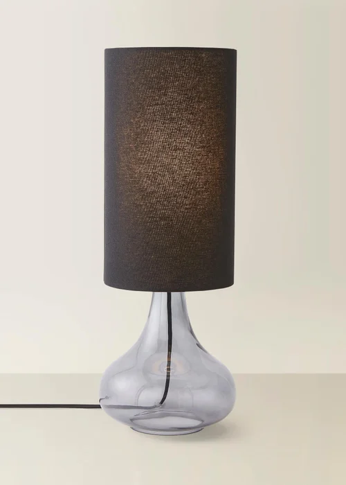 ValueLights Sylvie Smoke Squat Base Tall Shade Glass Table Lamp - One Size Image 3