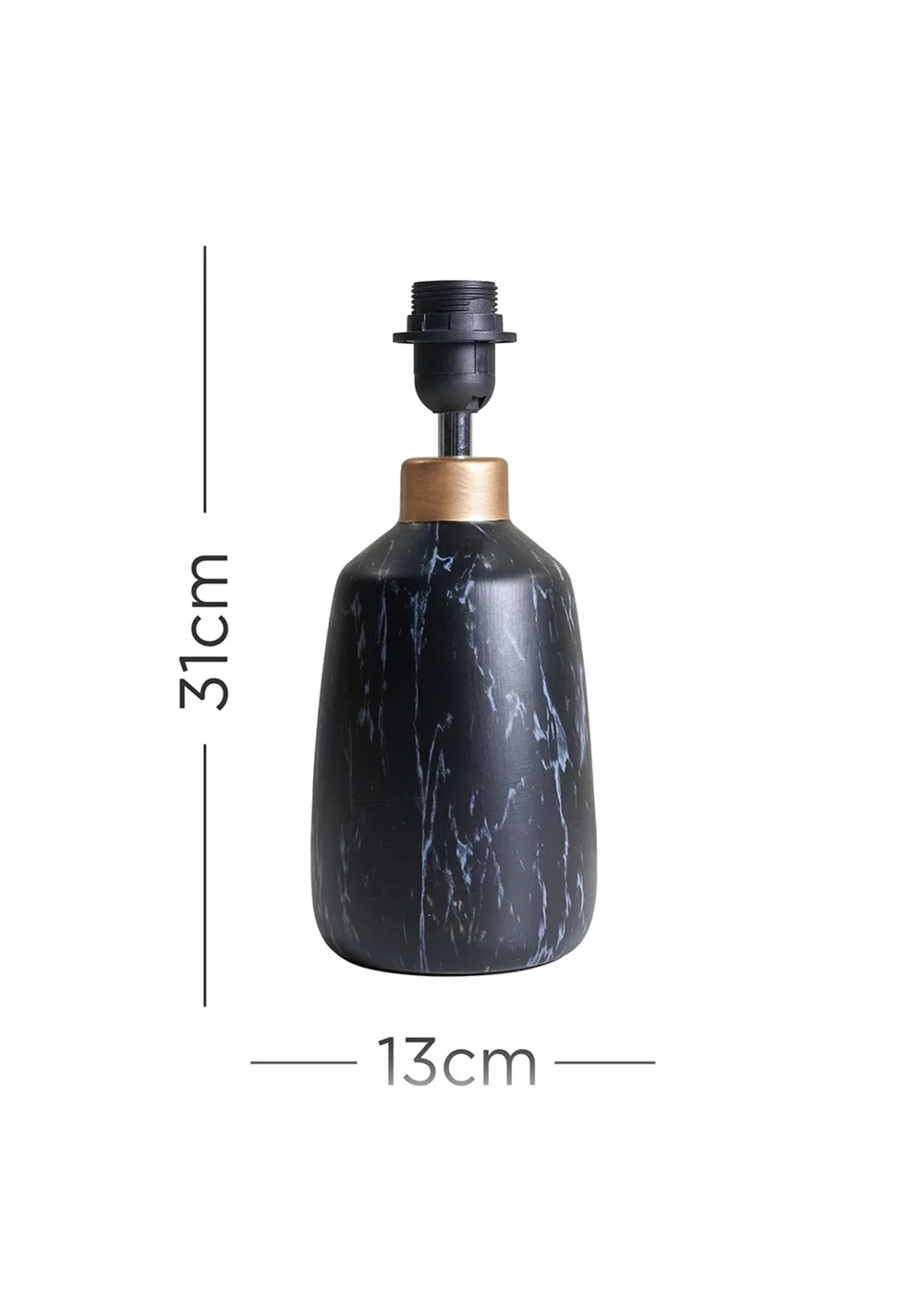 ValueLights Selma Black Marble Effect Table Lamp With Copper Cap Base Only - One Size Image 5