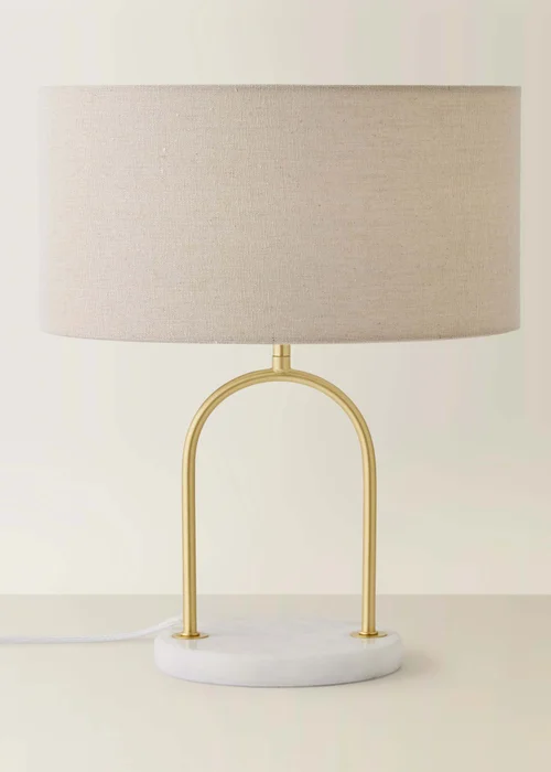 ValueLights Rachel Brushed Gold Metal Arch Marble Base Table Lamp - One Size Image 3