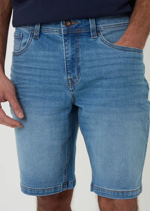 Threadbare Pale Blue Turn Up Denim Shorts - 34 Image 4