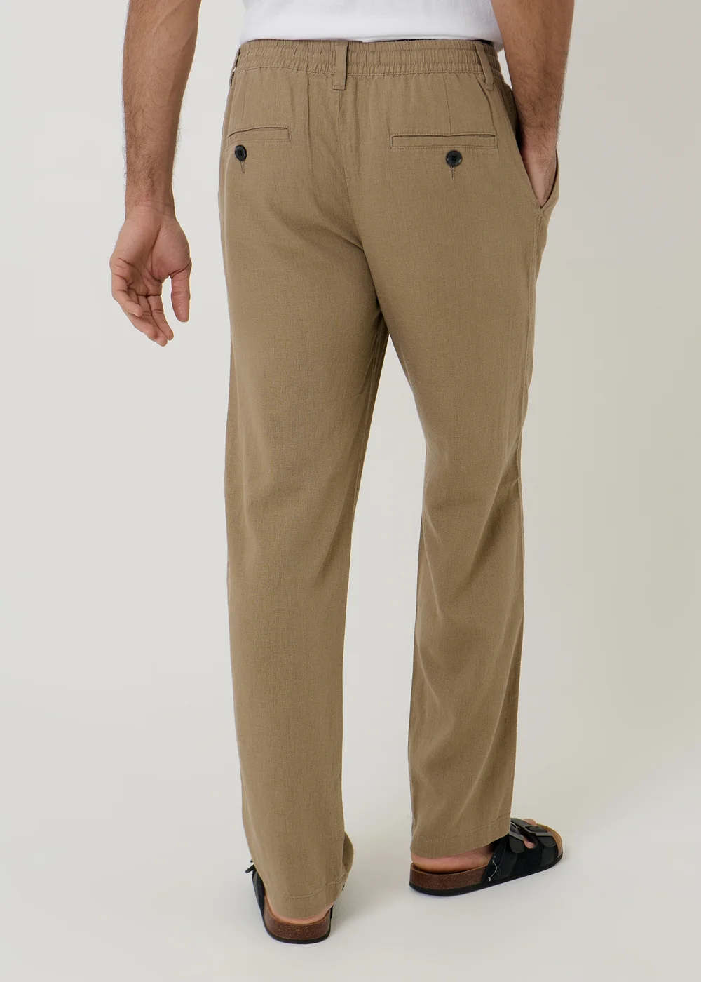 Threadbare Taupe Linen Blend Casual Trousers - 34/L32 Image 2