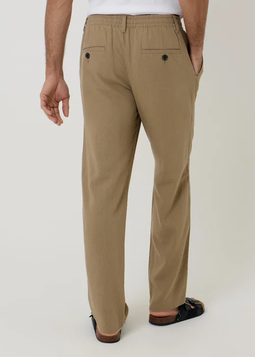 Threadbare Taupe Linen Blend Casual Trousers - 34/L32 Image 2