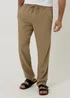Threadbare Taupe Linen Blend Casual Trousers - 34/L32 Image 1