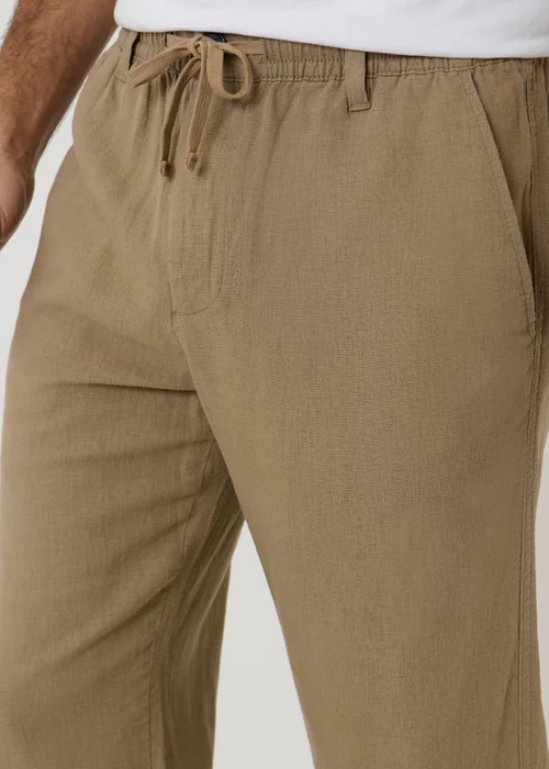 Threadbare Taupe Linen Blend Casual Trousers - 34/L32 Image 4