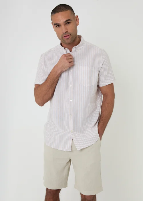 Threadbare Stone Linen Blend Chino Shorts - 34 Image 3