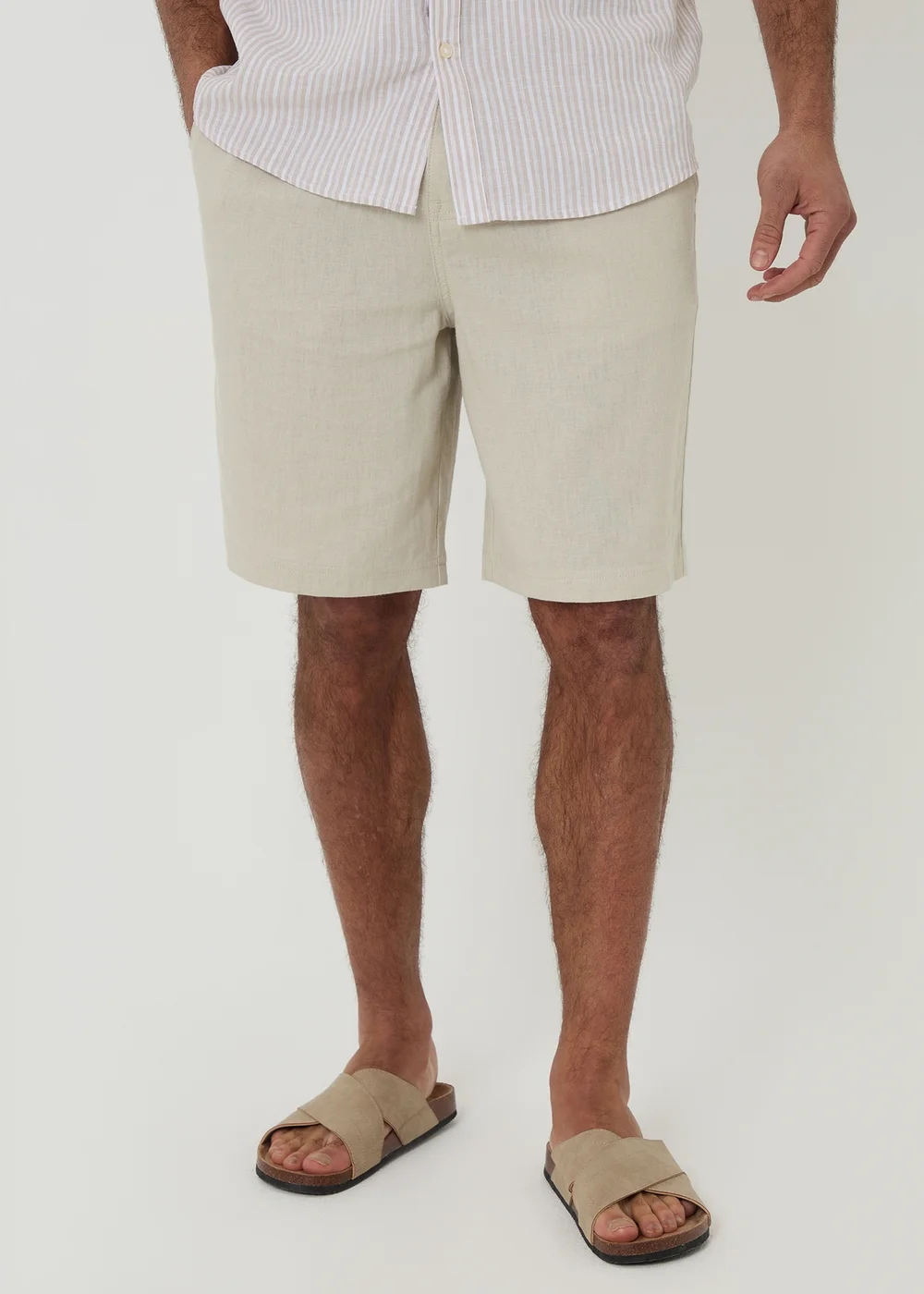Threadbare Stone Linen Blend Chino Shorts - 34 Image 1