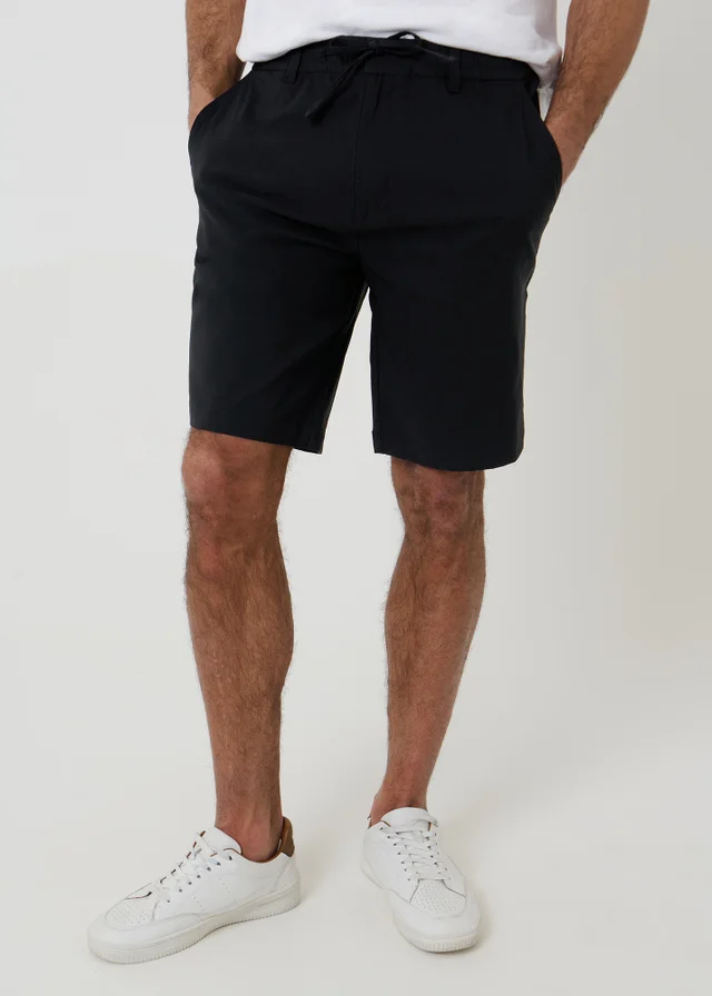 Threadbare Black Elasticated Waist Stretch Chino Shorts