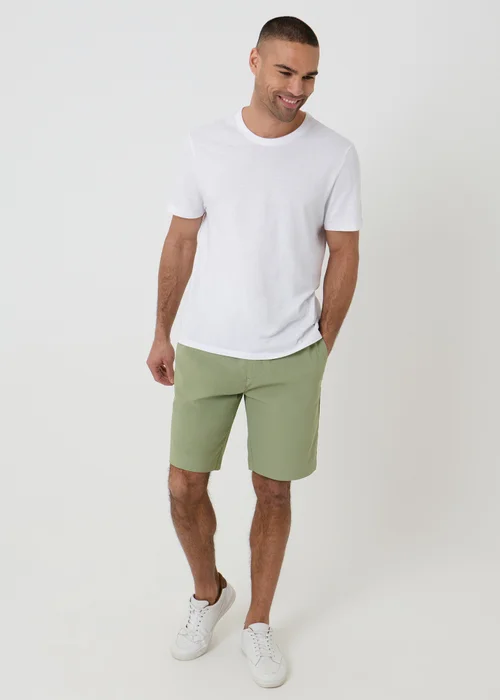 Threadbare Soft Green Elasticated Waist Stretch Chino Shorts - 34 Image 3