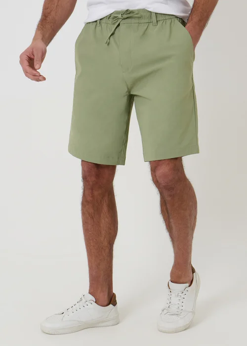 Threadbare Soft Green Elasticated Waist Stretch Chino Shorts - 34 Image 1