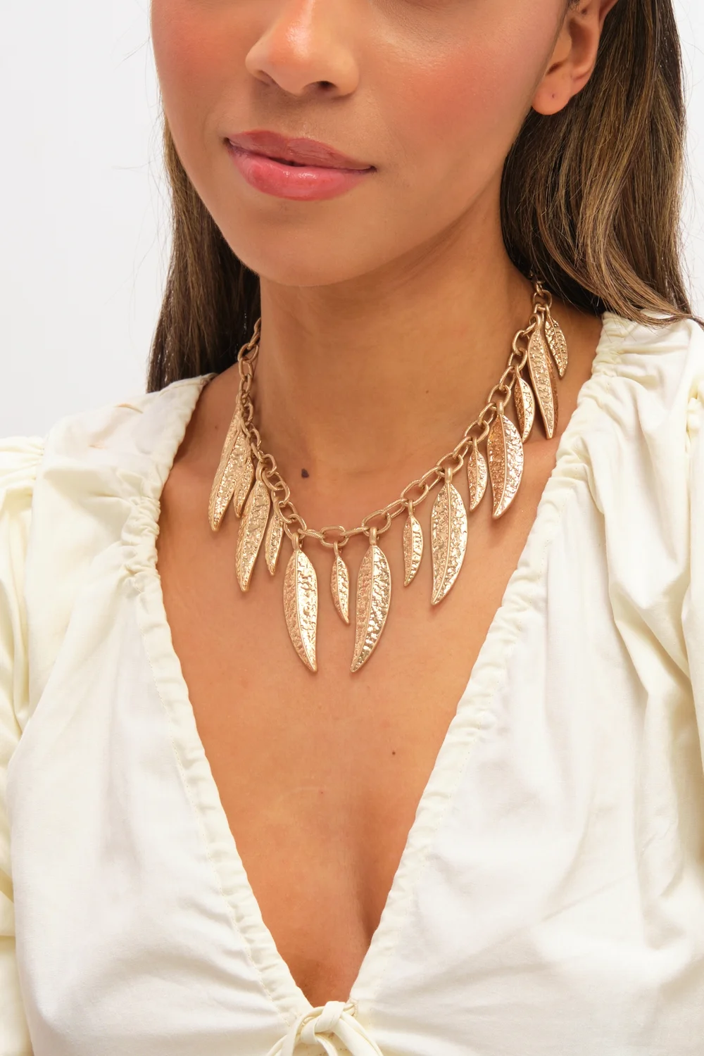 Mood Gold Plated Leaf Necklace - One Size Image 2