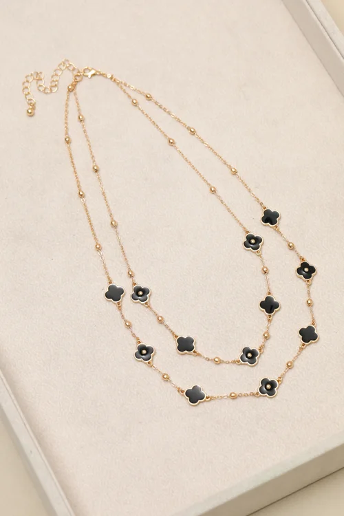 Mood Jet Clover Multi Row Necklace - One Size Image 3