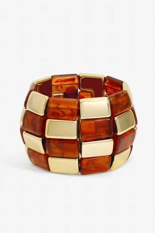Mood Gold Plated & Resin Statement Stretch Bracelet - One Size Image 1