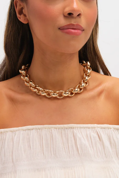 Mood Gold Plated Statement Chain Necklace - One Size Image 2