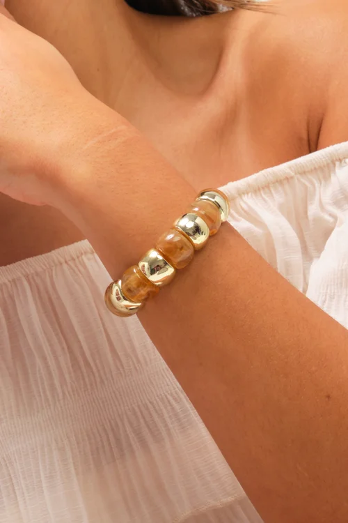 Mood Gold Plated & Resin Stretch Bracelet - One Size Image 2