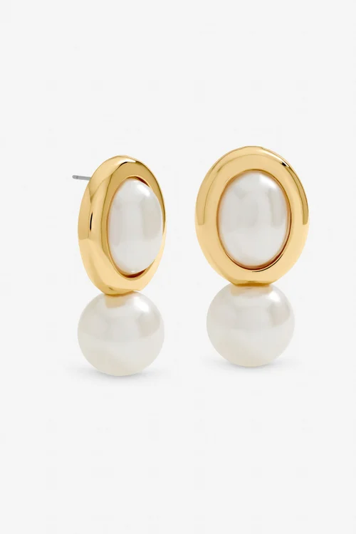 Mood Gold Plated & Pearl Statement Cuff - One Size Image 1