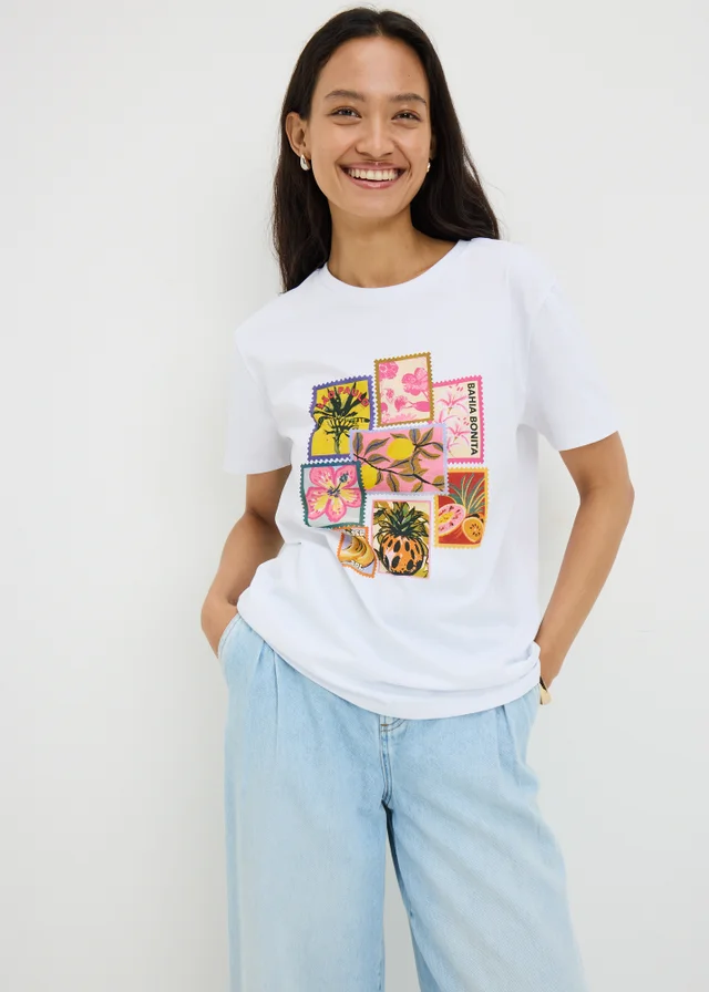 White Graphic Floral T-Shirt